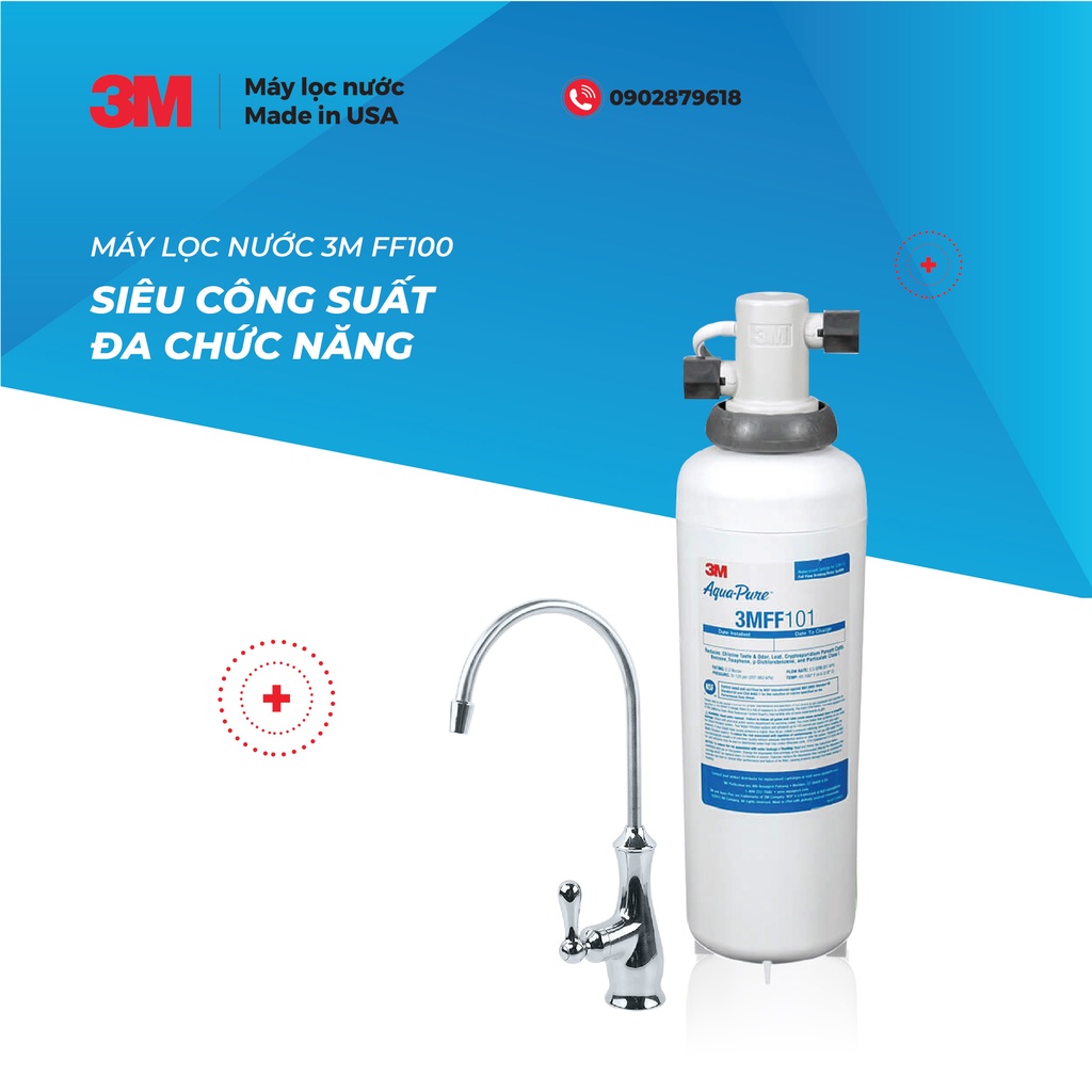 Máy Lọc Nước 3M FF100 Công Suất 22,712L Không Dùng Điện (Không Kèm Vòi)