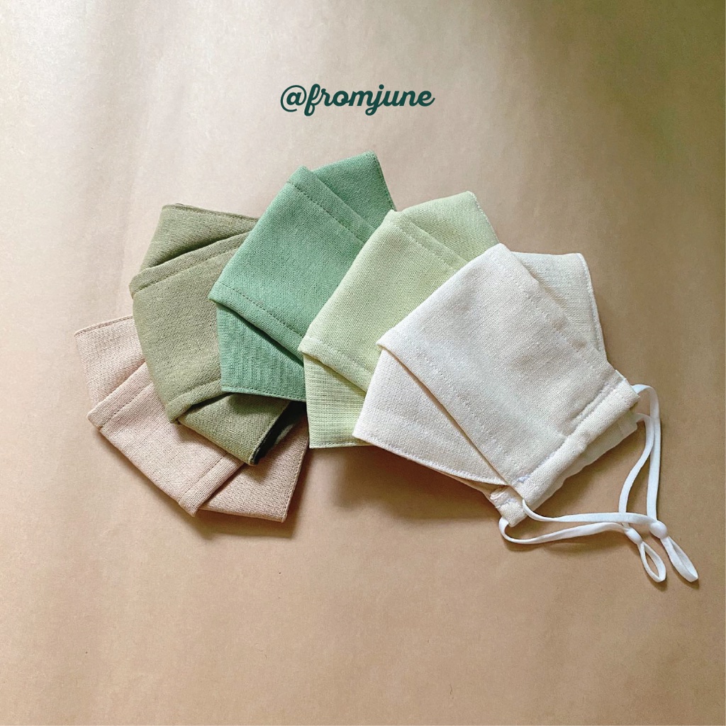 Khẩu trang vải linen lót vải xô muslin hoa nhí/ màu pastel cho bé và người lớn có thể tái sử dụng nhiều lần