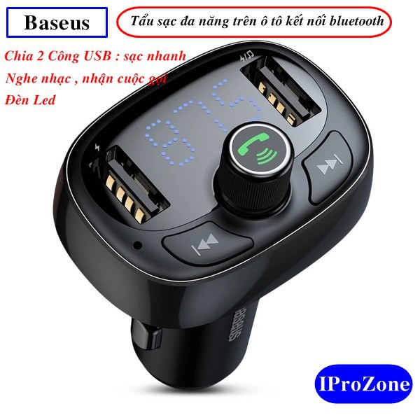 Tẩu sạc đa năng trên xe ô tô chính hãng Baseus kết nối bluetooth , nhận cuộc gọi, chơi MP3