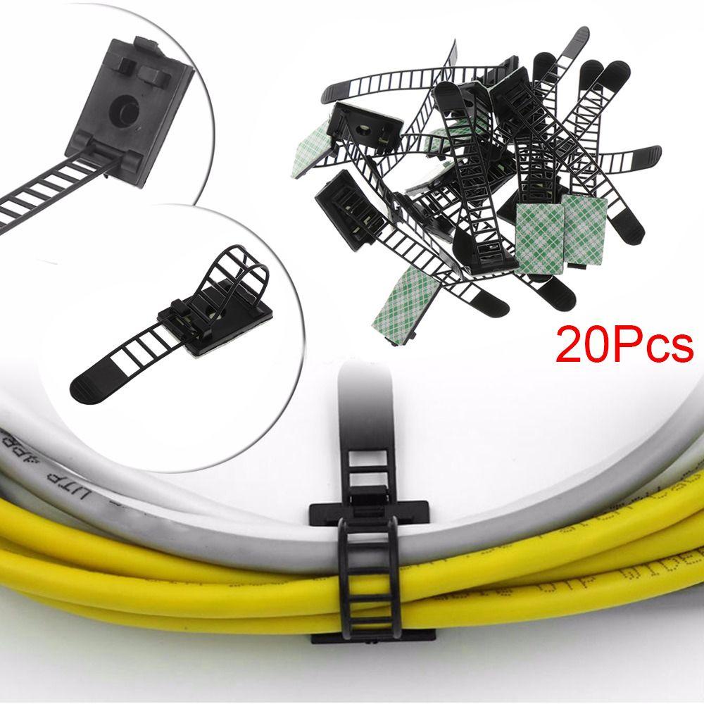 Bộ 20 Kẹp Cố Định Dây Cáp Tự Dính Bằng Nhựa Có Thể Điều Chỉnh