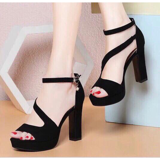 Giày Cao Gót 12 Phân Đế Vuông Quai Đan Chéo 13001 tina shop