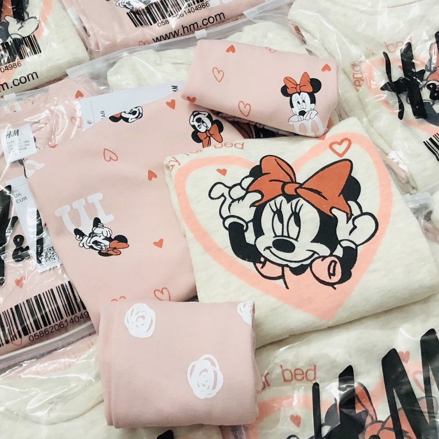 Bộ dài tay thu đông bé gái - Set 2 bộ nỉ da cá Minnie HM cho bé gái size 1-6t