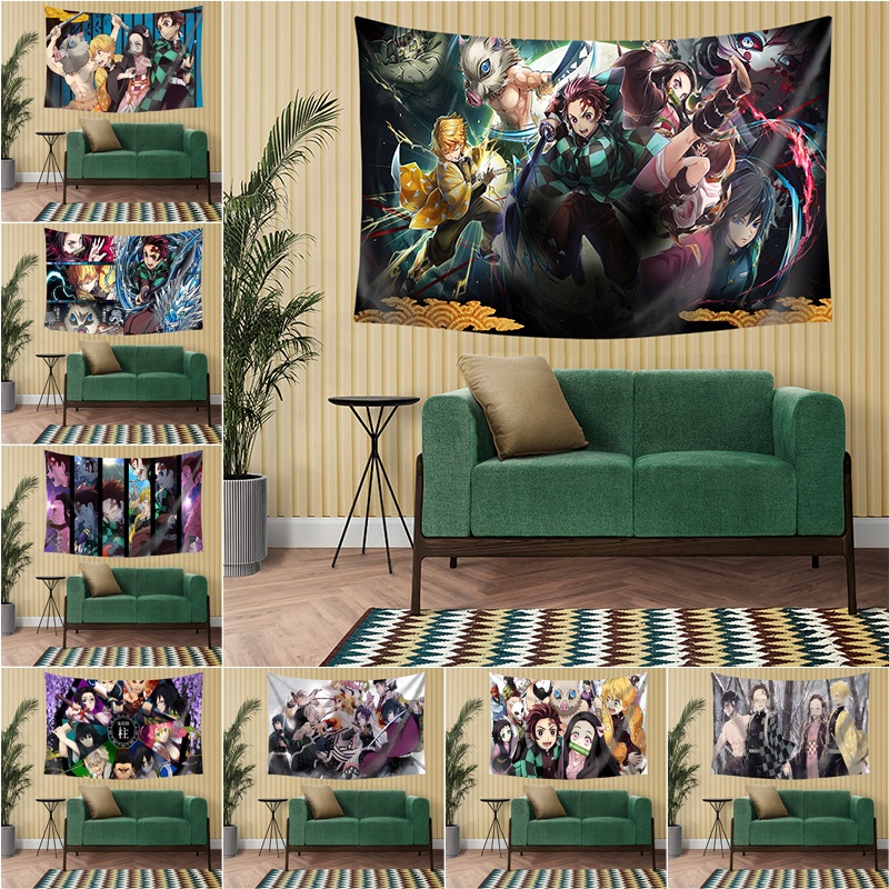 Thảm Treo Tường Trang Trí In Hình Anime Demon Slayer Chất Liệu Polyester