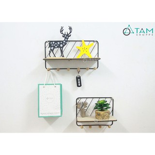[SẮT DÀY - TẶNG KÈM ĐINH] Kệ sắt treo tường trang trí có móc treo số 23