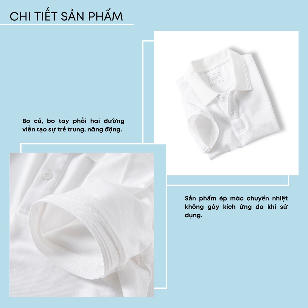 Áo polo nam ADINO màu trắng phối viền chìm vải cotton co giãn dáng công sở slimfit trẻ trung AP81