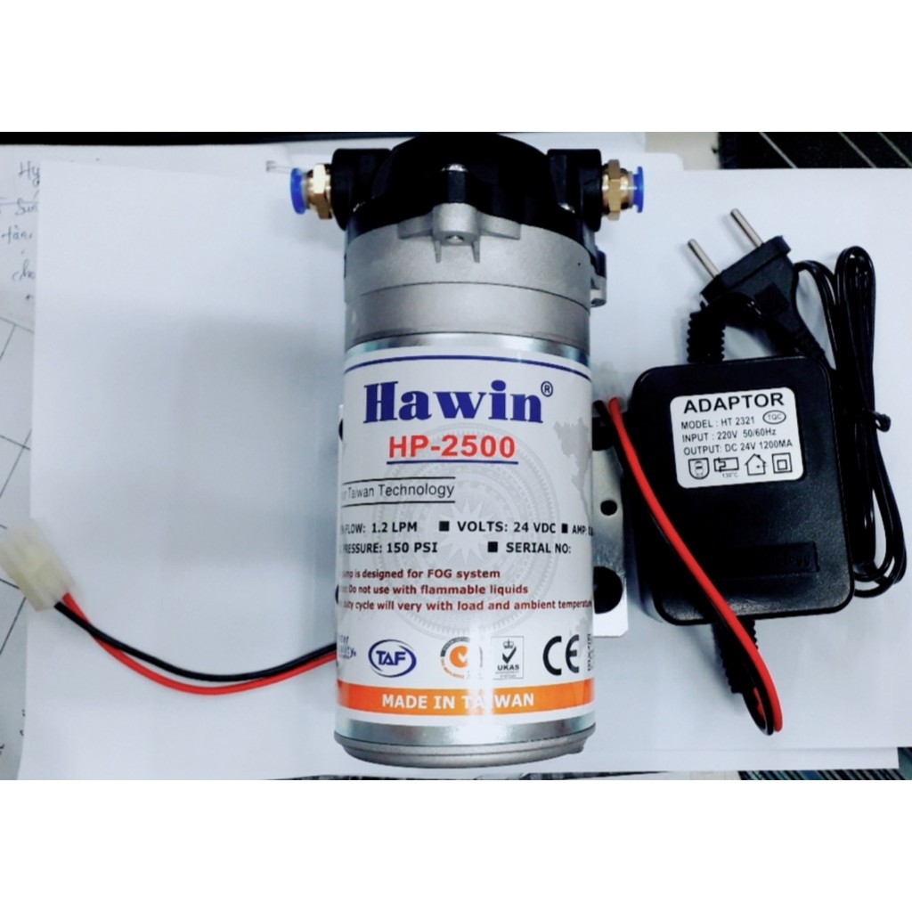 Máy phun sương HAWIN HP 2500 - TAIWAN có răng và nguồn 24V