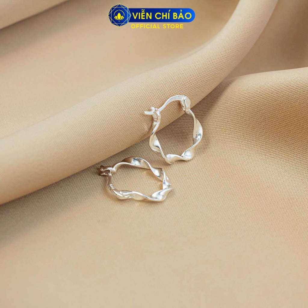 Bông tai bạc nữ sóng lượn chất liệu bạc 925 thời trang phụ kiện trang sức Viễn Chí Bảo B400775