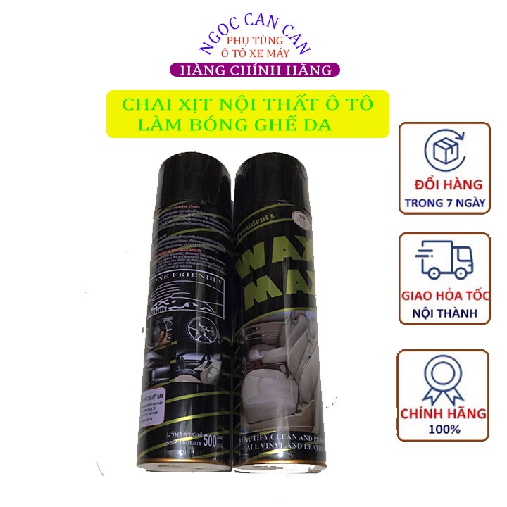 Chai xịt Vệ Sinh Làm Sạch Làm Bóng Ghế Da, Nội Thất Ô Tô Wax Max Hương Cà Phê 500ml