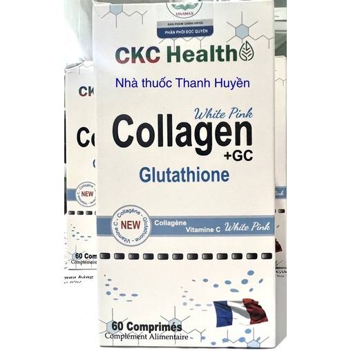 Collagen +GC -Glutathione- VitaminC # Hàng chính hãng từ Pháp. lọ 60v Đẹp da, giảm nám sạm, chống lão hoá, hỗ trợ u bướu