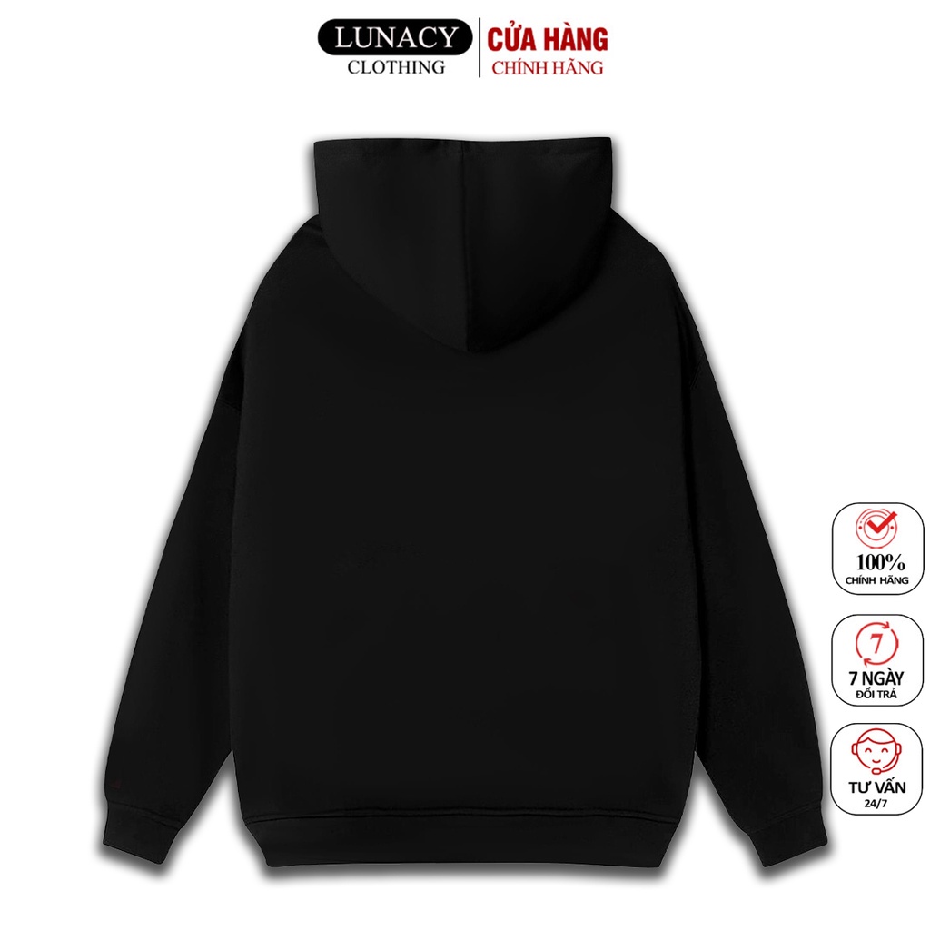 Áo Khoác Hoodie Nỉ Có Mũ Form Rộng LUNACY In Phản Quang Unisex Nam Nữ Ulzzang