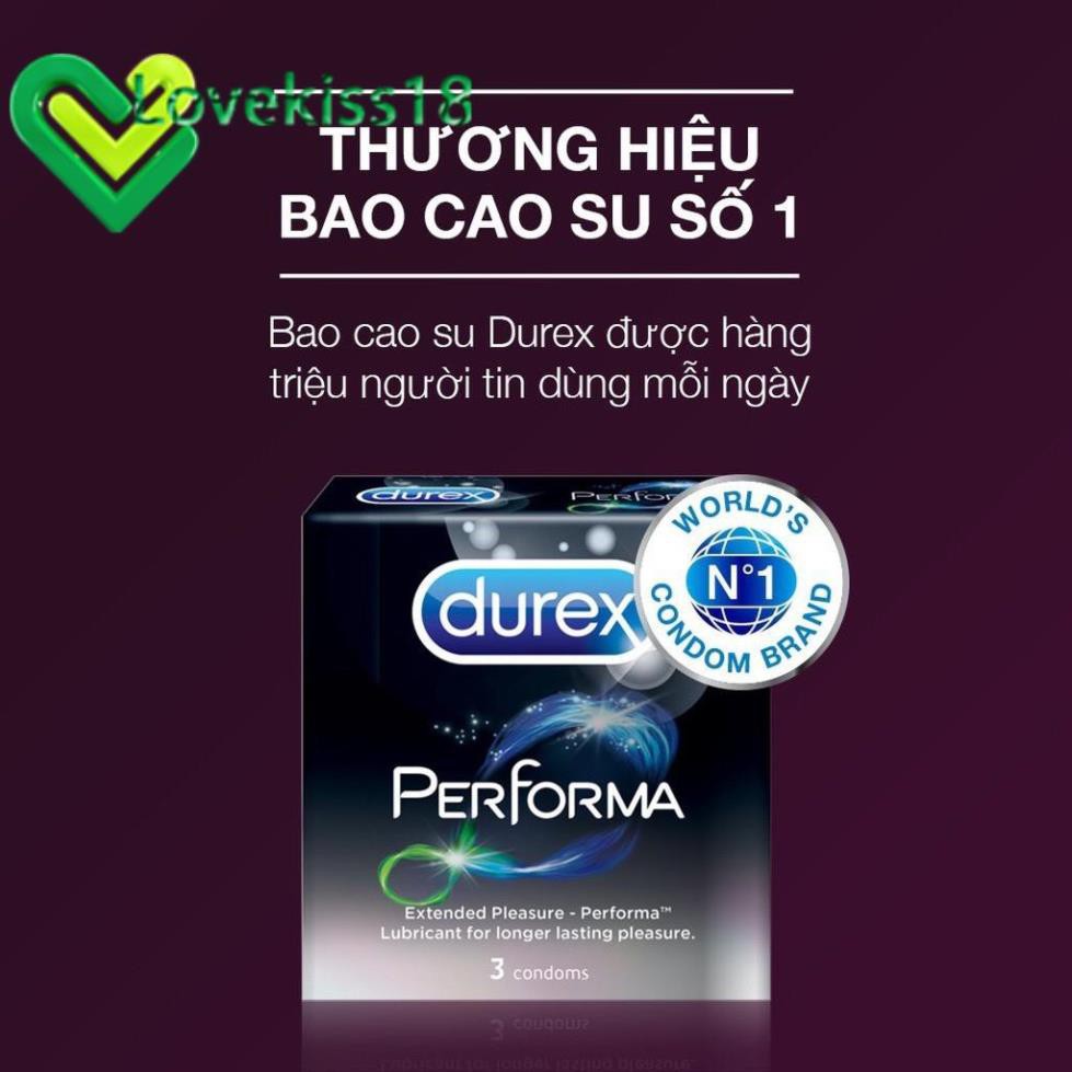 [lovekiss18] Bao cao su Durex  Performa hộp 3 chiếc bcs kéo dài thời gian cuộc yêu Sói.official