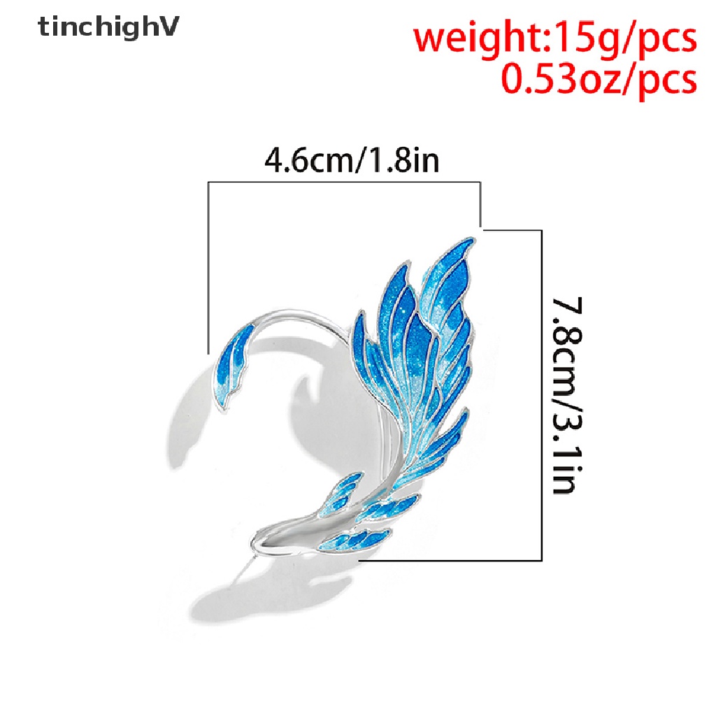 Bông Tai Kẹp Vành Tai Hình Cá Màu Gradient Xanh Dương Sáng Tạo Thời Trang Cho Nữ