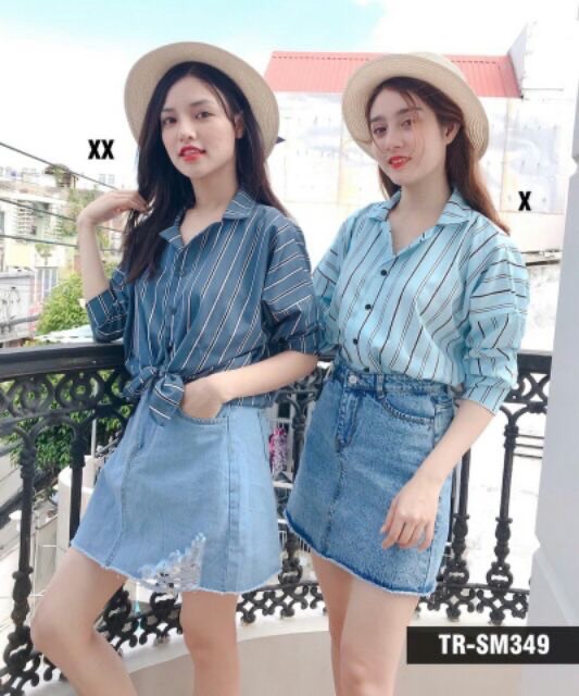 Áo Kiểu Sơ mi over size sọc cá tính MH