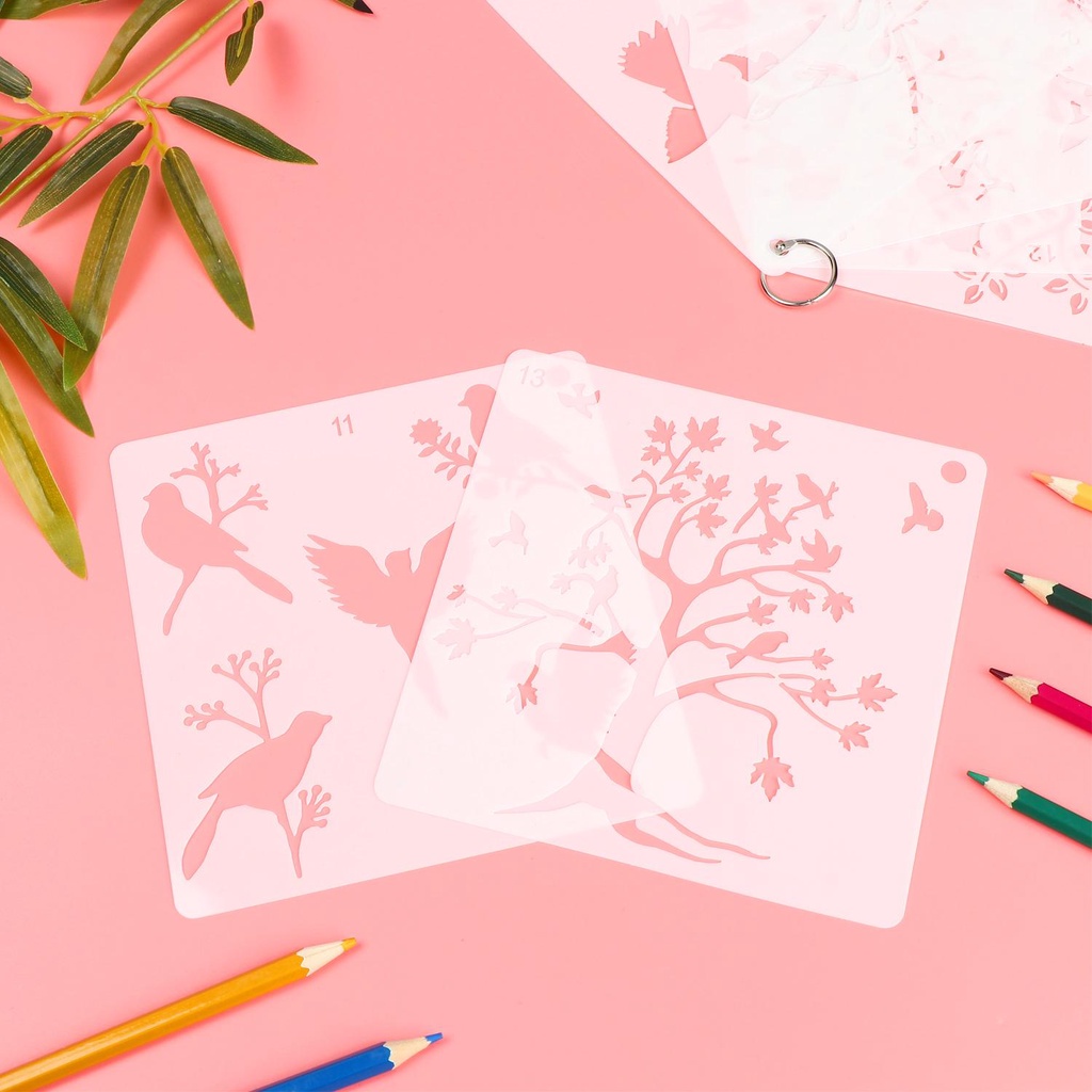 PISTA Khuôn Vẽ Hình Hoa Trang Trí Thủ Công DIY