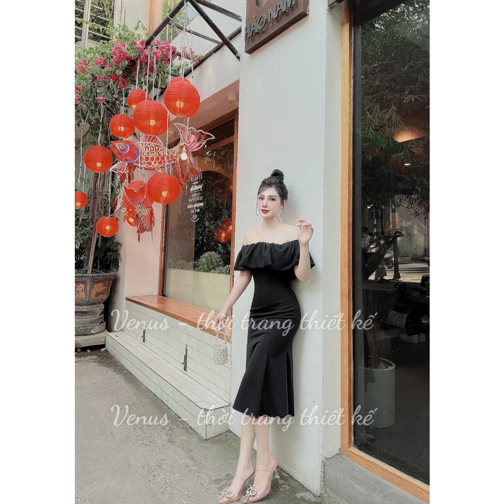 VÁY ĐUÔI CÁ BÈO TRẮNG ĐEN - VENUS DESIGN