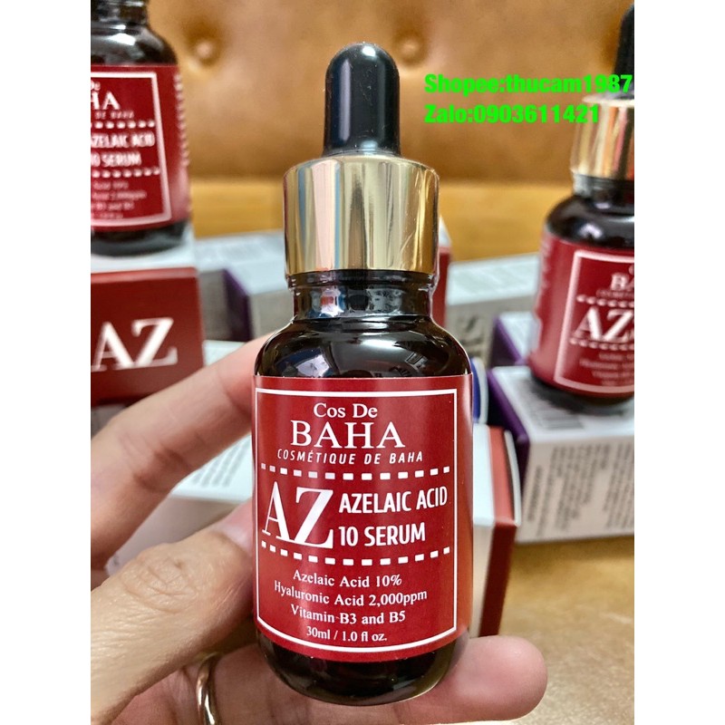 Serum trắng da, ngừa mụn Cos De BAHA Azelaic Acid 10% ,Hyaluronic Acid, Niacinamide, Panthenol 30ml.