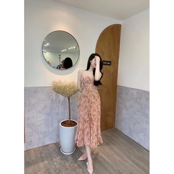 ĐẦM MIDI HOA DẬP LY 2 DÂY