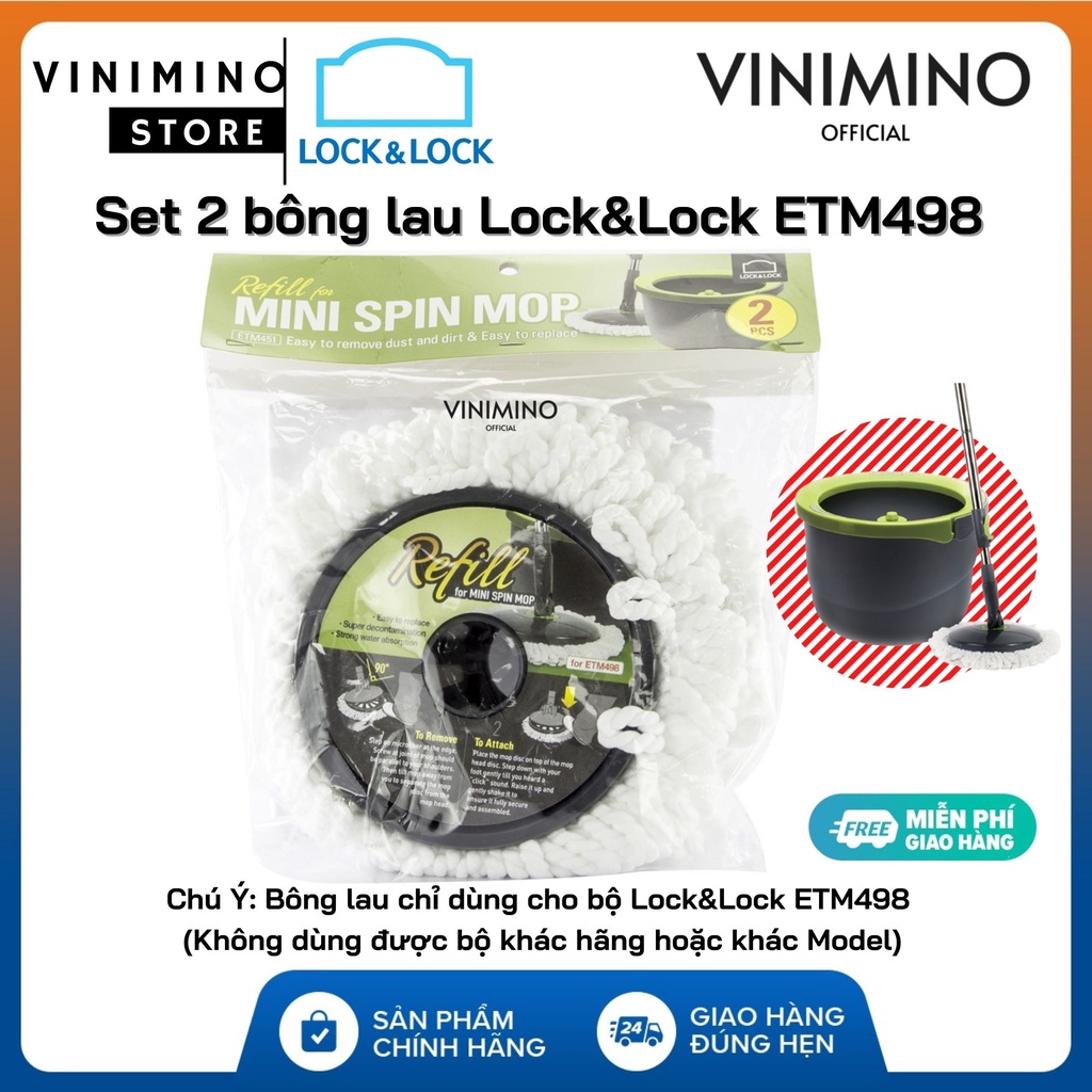 Set 2 bông lau nhà Model ETM451 dùng cho bộ LOCK LOCK ETM498 - Vinimino Store