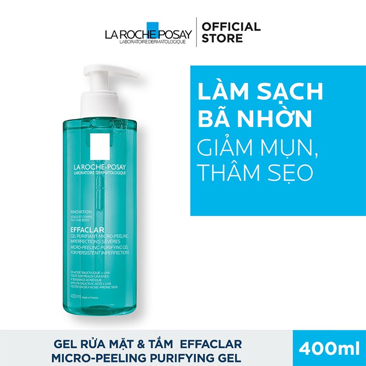 Bộ Gel rửa mặt và tắm giúp làm sạch bã nhờn,giảm mụn, thâm sẹo, ngừa mụn La Roche-Posay Effaclar Micro-Peeling Purifying | BigBuy360 - bigbuy360.vn