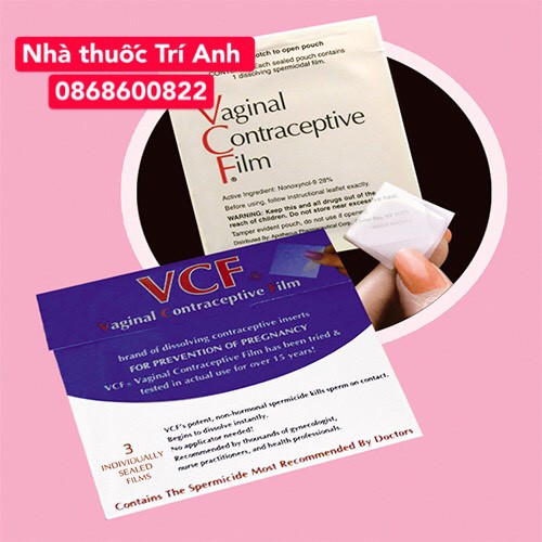 CHÍNH HÃNG - MÀNG PHIM BAO CAO SU TRÁNH THAI VCF HỘP 3 CÁI HÀNG MỸ