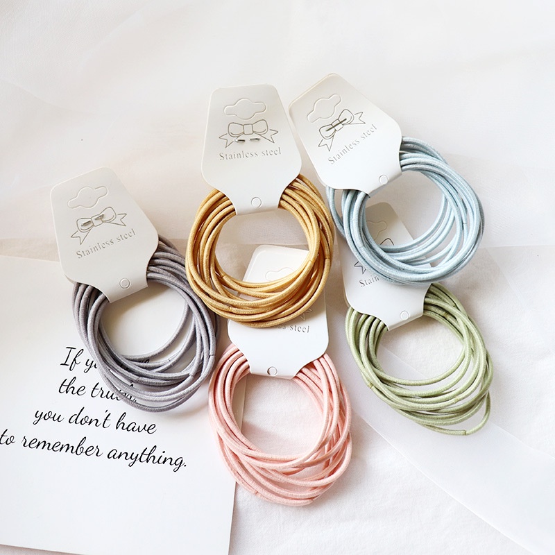 Set 10 Dây Buộc Tóc Co Giãn Nhiều Màu Sắc Tiện Dụng Cho Nữ