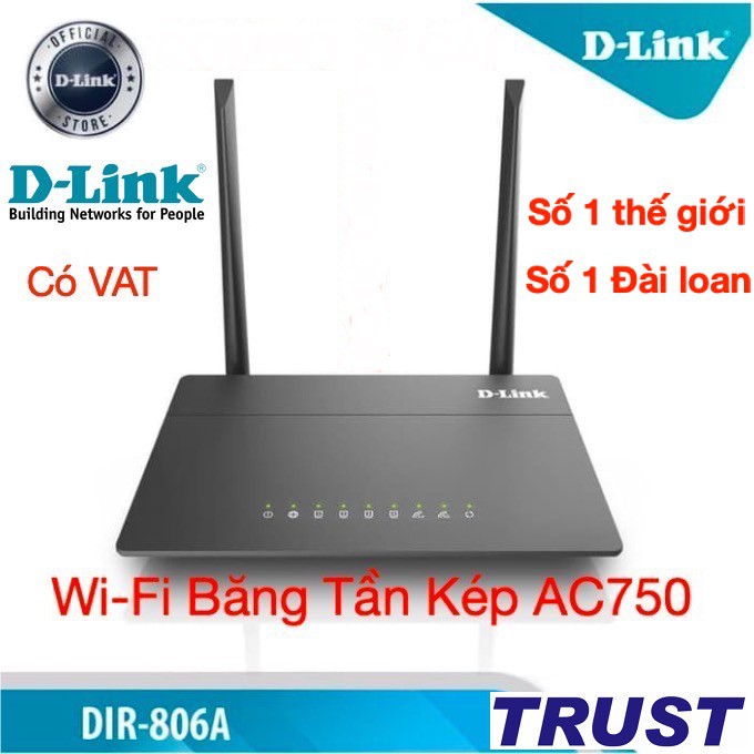 [Tiêu chuẩn Châu Âu ] D-Link Bộ Phát Wi-Fi Băng Tần Kép AC750 750Mbps DIR-806A (Đen) - Bảo Hành 24 Tháng