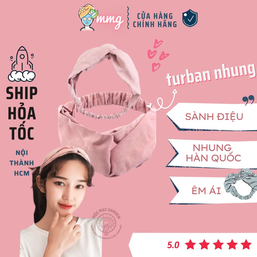 Phụ kiện tóc băng đô turban nữ trơn chất liệu nhung dạ thời trang Hàn Quốc dễ thương