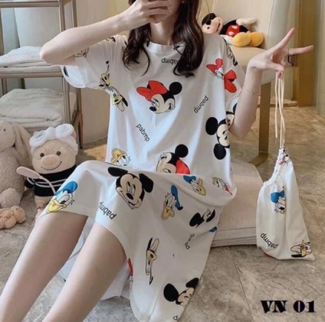 [CÓ SẴN] Váy đầm thun ngủ hoạt hình nữ, đầm thun Mickey, đầm vịt giá siêu rẻ | BigBuy360 - bigbuy360.vn