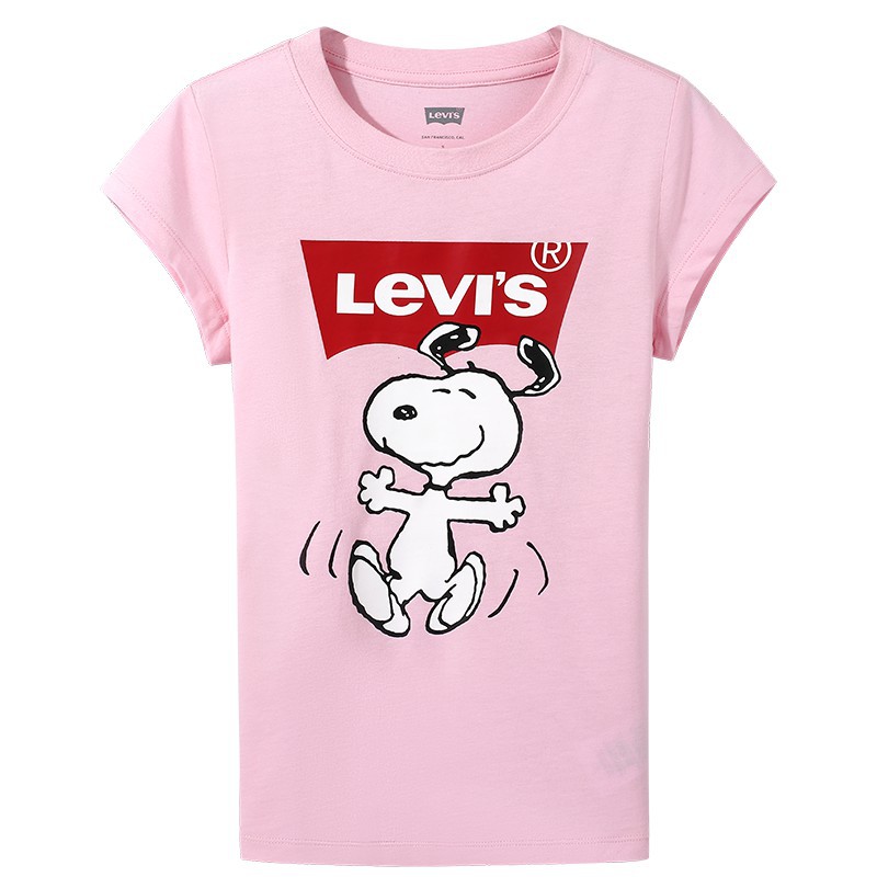 LEVI'S Levi Áo Thun In Hình Snoopy Thời Trang Mùa Hè Dành Cho Mẹ Và Bé