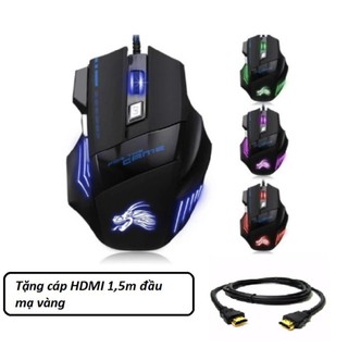 Chuột chơi game có dây Dragon X3 (Đen phối xanh) tặng cáp HDMI 1,5m -dc1250
