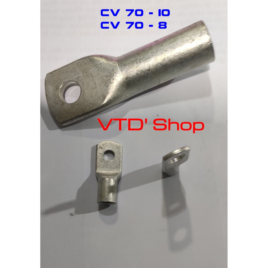 Đầu cos trần đúc đồng mạ kẽm lỗ khuyên cho dây 70 lỗ 8~10 (VC70-8, VC 70-10)