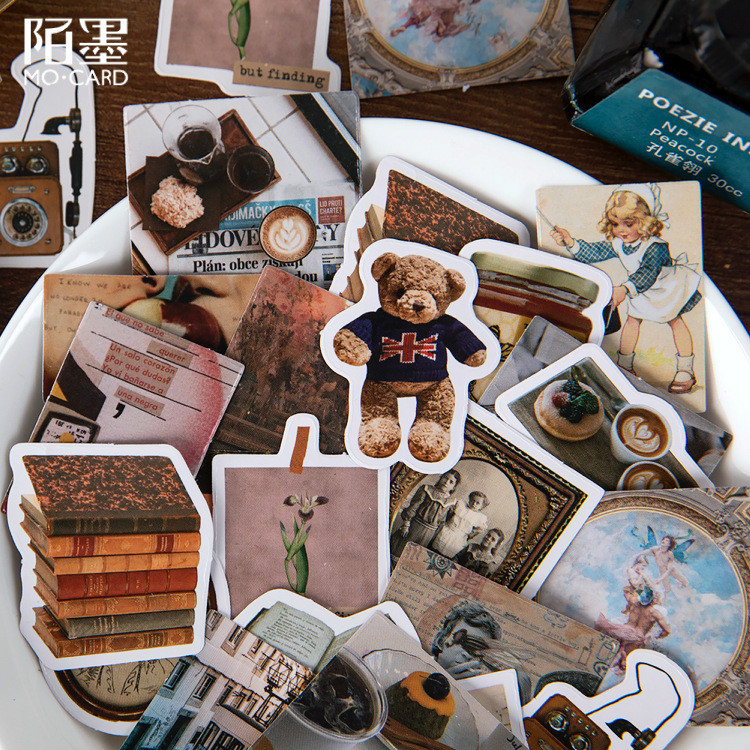 Set 46 Miếng Dán Phong Cách Vintage Dùng Để Trang Trí