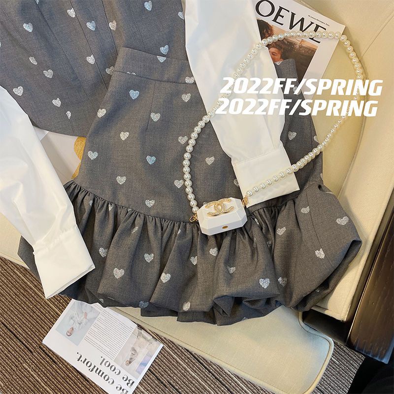 Set Áo Váy Hai Mảnh Phong Cách Năm Mới Xiaoxiang Cao Cấp Sớm Cho Bé Gái