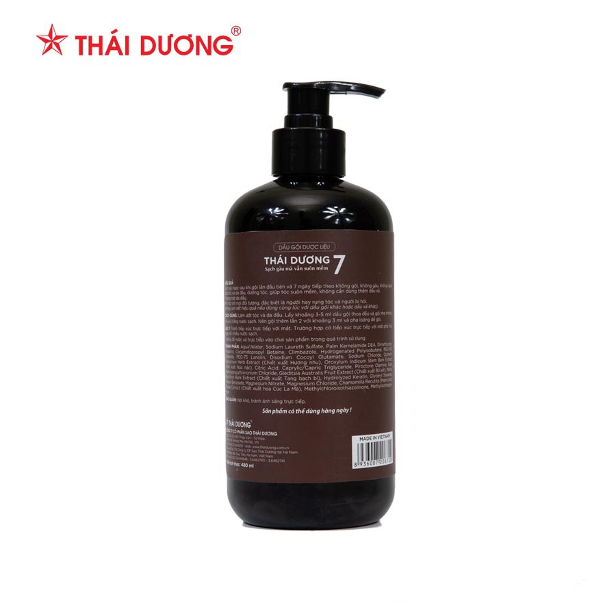 Dầu Gội và Dầu Xả Dược Liệu Thái Dương 7 - Giảm Rụng Tóc, Dưỡng Tóc (Chai 200ml/480ml/600ml/1100ml) [Chính Hãng]