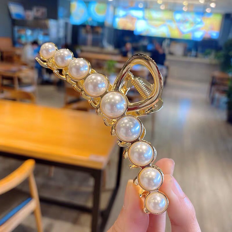 Kẹp tóc Hàn Quốc đính đá Aikimo cặp búi tóc càng cua kim loại sang chảnh xinh xắn cho nữ hottrend KD11cm