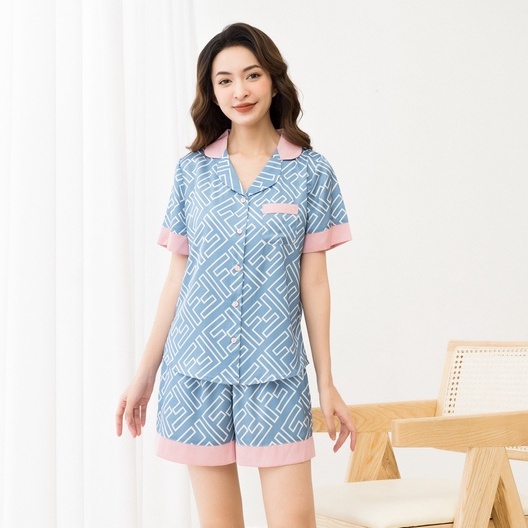 [ NEW - CHÍNH HÃNG ] Bộ Pijama Đùi Nữ Mặc Nhà Chất Liệu Lụa Luxury Cao Cấp Họa Tiết Sang Đẹp Mát Mềm
