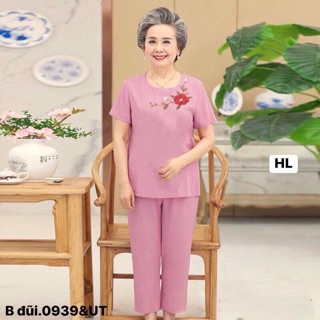 Bộ đũi dài thêu hoa dây kèm quần ống sớ - UT