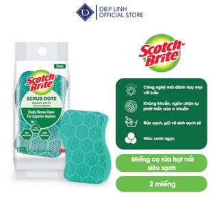 Miếng rửa chén hạt nổi không trầy xước Scotch Brite 3M đa năng, mút kháng khuẩn, không bám cặn màu cam/xanh