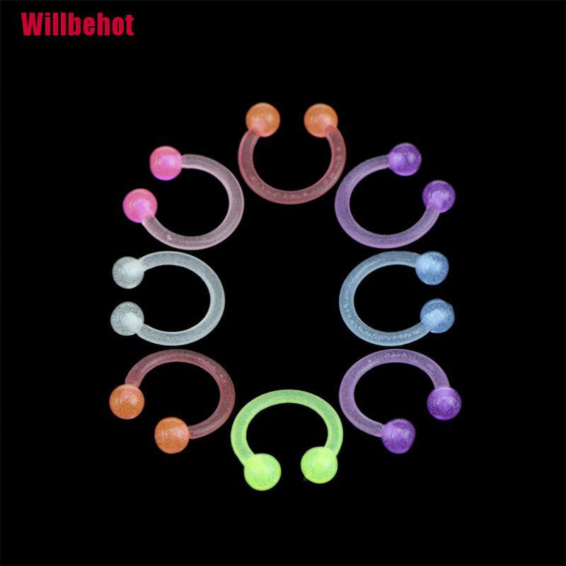 [Hàng mới về] Set 10/ 20 khuyên xỏ cơ thể bằng acrylic dạ quang độc đáo