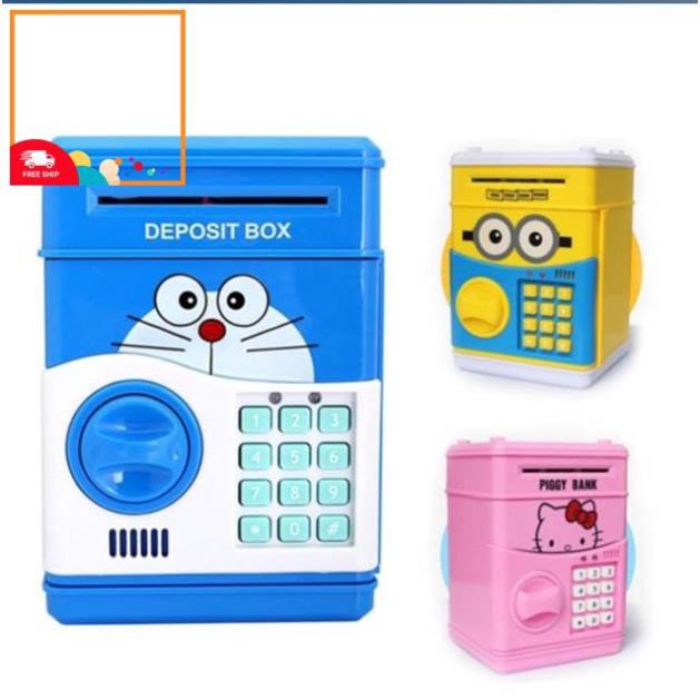 Két Sắt Mini Thông Minh Mèo, chuột, minion, doremon, đẹp dễ thương đáng yêu tự động hút tiền có nhạc và tiếng