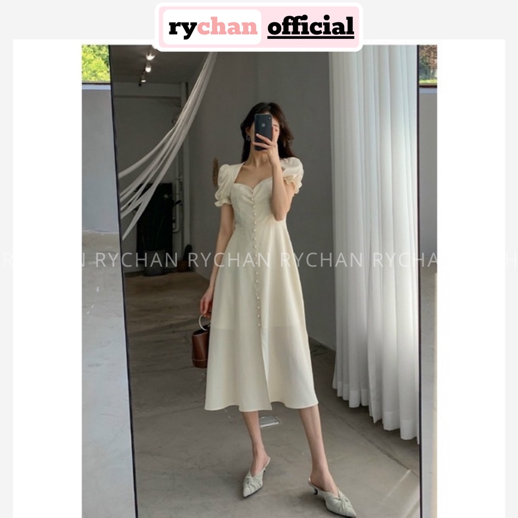 Đầm Váy Nữ Dự Tiệc Cưới Nhúng Ngực Nút Bọc Tay Bo Ngắn Form Xòe Sang Chảnh Nhất Năm Màu Trắng [ẢNH THẬT CUỐI] - DX9707