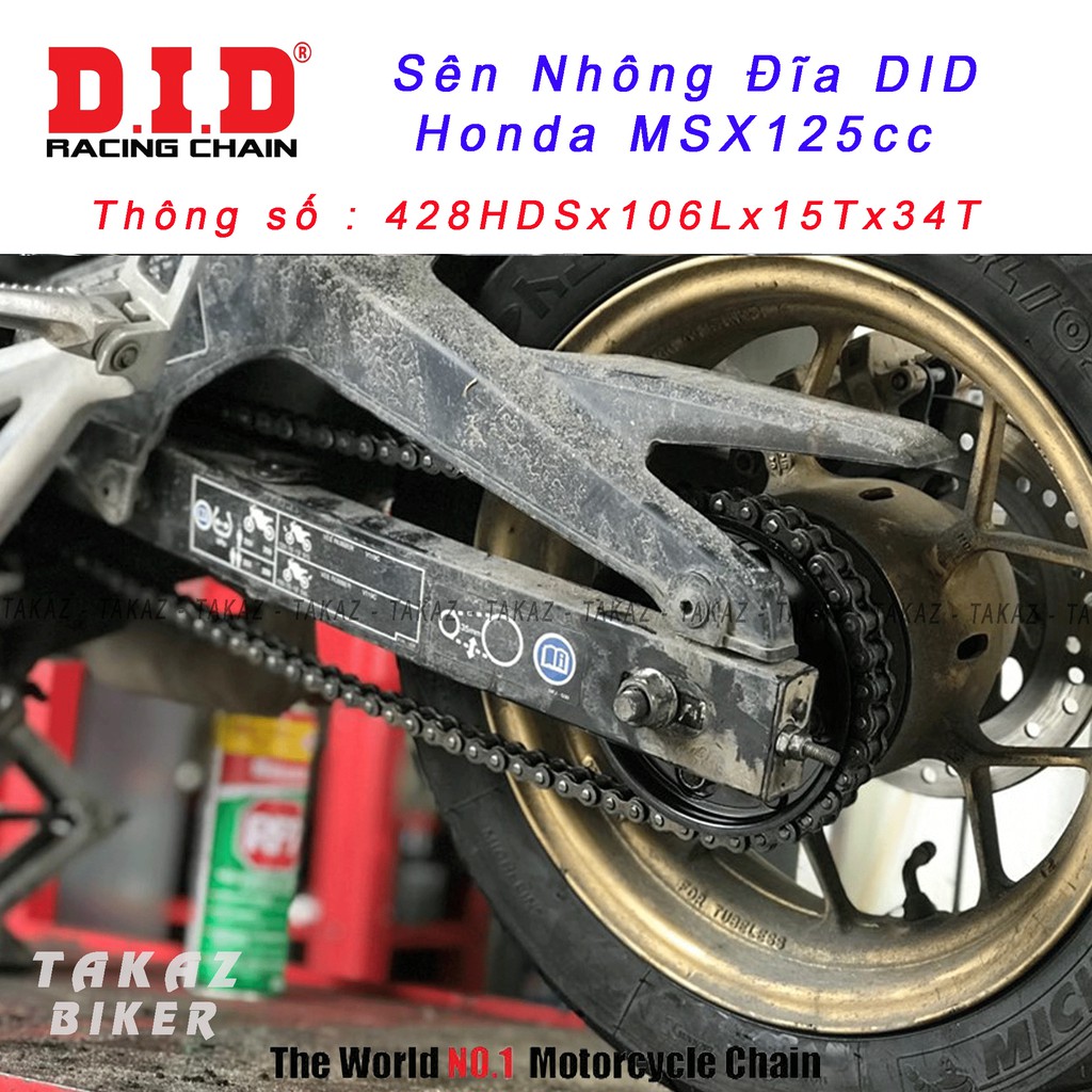 [MSX Sên Đen] Sên nhông dĩa DID Honda MSX – Sên đen 10ly DID HDS có che sên Thái Lan 100%