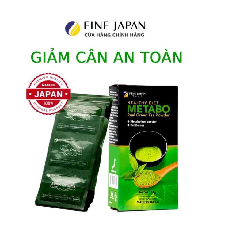 Bột Trà Xanh Hỗ Trợ Giảm Cân Nhật Bản - Fine Japan Metabo Green Tea Hộp 30 gói x 8g