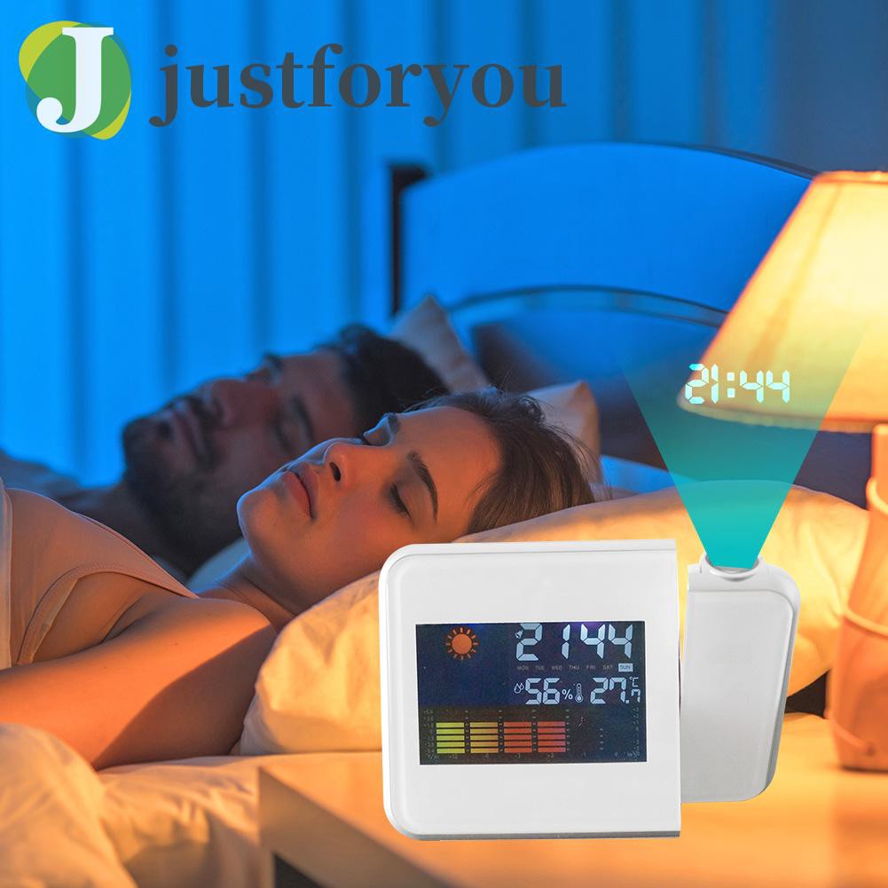 Justforyou LED Display Digital Projection Clock Thermometer Hygrometer Desk Calendar
