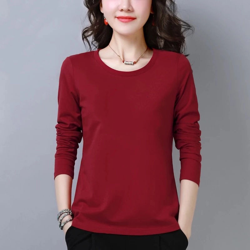 Áo Thun Tay Dài Thêu Họa Tiết Thời Trang Cho Phụ Nữ Trung Niên