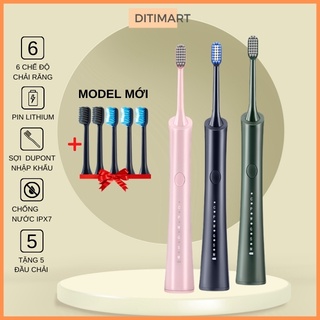 Bàn Chải Điện Đánh Răng Sonic Kèm 5 Đầu Chải 6 Chế Độ Làm Sạch Làm Trắng Răng Tự Nhiên XBH168