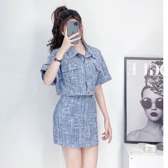 Set Váy Áo Jeans AIORI Cao Cấp Thời Trang Hàn Quốc