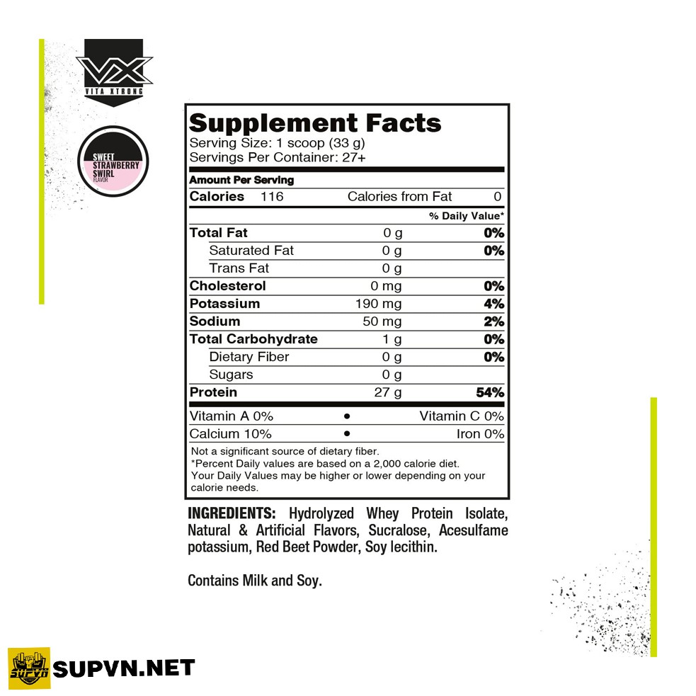 VitaXtrong Iso Pro 2lbs Whey Hydrolyzed Isolate  - Sữa Tăng Cơ Hấp Thu Nhanh Túi Nhỏ