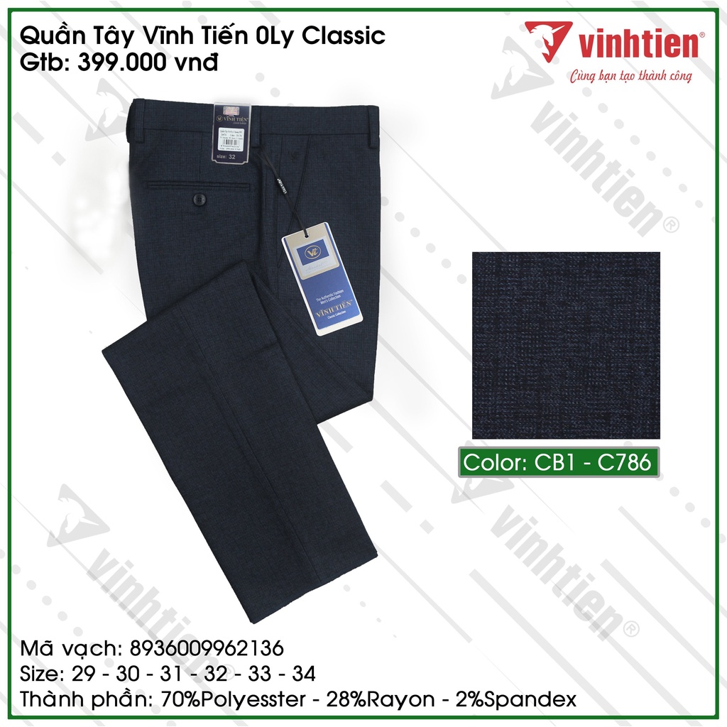 Quần Tây Công Sở Nam 0ly Classic Vĩnh Tiến 399