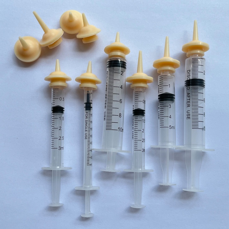 Bơm ti sữa cho chó mèo thỏ hơn 3 tuần, núm vú giả Silicone cho thú cưng uống sữa size M, kèm bơm tiêm 1 - 10 ml